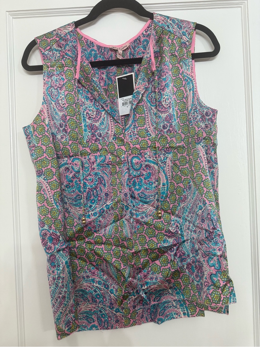 🌸 NWT Juicy Couture Vibrant Floral Paisley Sleeveless Keyhole Blouse Medium